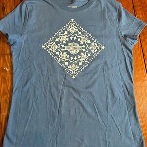 Harley‑Davidson Slate Blue Bandana Graphic Tee- fitted
